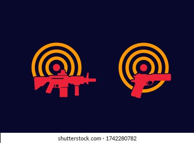 iconos del logotipo de pistolas y vectores de destino