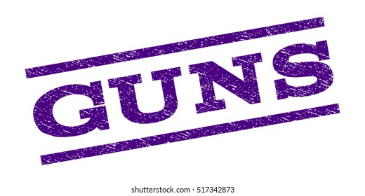 Guns watermark stamp. Text caption between parallel lines with grunge design style. Rubber seal stamp with dust texture. Vector indigo blue color ink imprint on a white background.