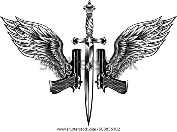 pin half wing crossed guns