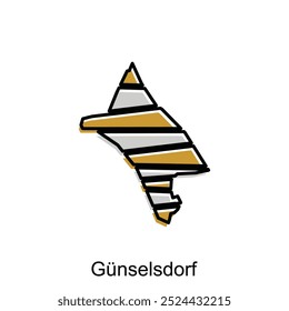 Vector de mapa de la ciudad de Gunselsdorf ilustración aislada de administración simplificada, mapa de Austria Plantilla de diseño de Country