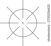 A gunsight aiming reticule in black
