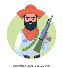 Gunslinger character illustration in flat style 