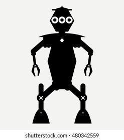 gunslinger robot, icon in flat style isolated on white background