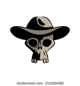 gunslinger skull head with hat