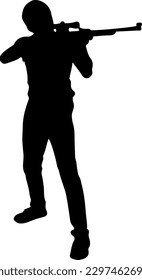 "Vector de silueta de hombre que se abone la pistola"
"Ilustración vectorial de un hombre con arma de fuego"
"Figura sombreada con vector rifle"
"Hombre portando arma en la ilustración de la silueta"