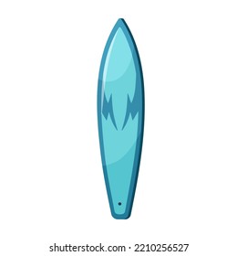 Gun-type Longboard, Water Surf Board With Pointed Nose. Pointy Item For Summer Extreme Sport. Surfboard For Swimming, Above View. Flat Graphic Vector Illustration Isolated On White Background