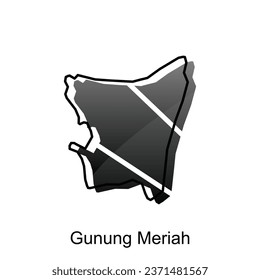 Gunung Merah City map of North Sumatra Province national borders, important cities, World map country vector illustration design template
