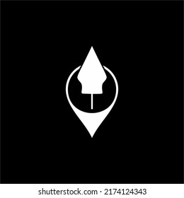 "Gunungan Wayang" and Location Icon Symbol for Icon Symbol for Javanese Cultural and Art Center Place Location. Vector Illustration