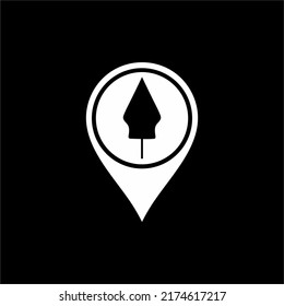 "Gunungan Wayang" and Location Icon Symbol for Icon Symbol for Javanese Cultural and Art Center Place Location. Vector Illustration