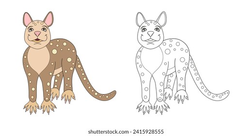Guoll line and color illustration. Cartoon vector illustration for coloring book.