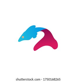farbige Vektordesign-Vorlagengrafik mit gutem Fisch