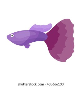 Guppy fish icon cartoon. Singe aquarium fish icon from the sea,ocean life collection.