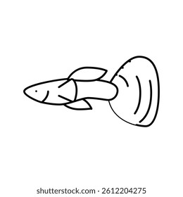 guppy fish line icon vector. guppy fish sign. isolated contour symbol black illustration