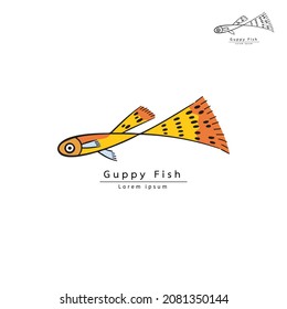 Guppy fish logo design isolated on white background.