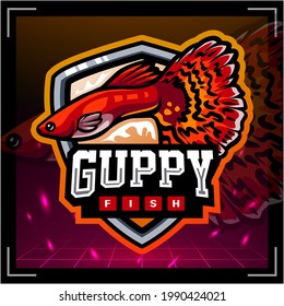 Guppy fish mascot. esport logo design