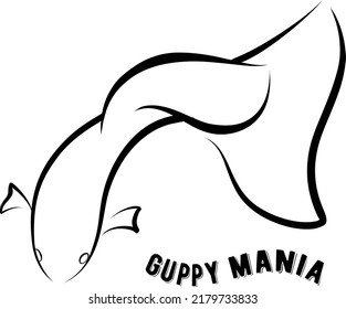 guppy fish vector line art design for guppy mania lovers