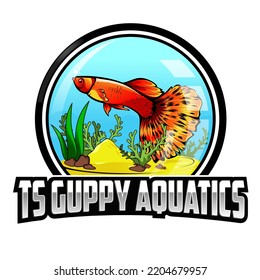 Guppy fish vector logo For Fish Shop