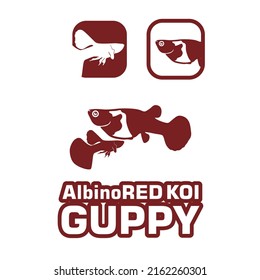 pez koi rojo guppy. silueta de hermosos peces tropicales acuarios, ilustraciones vectoriales