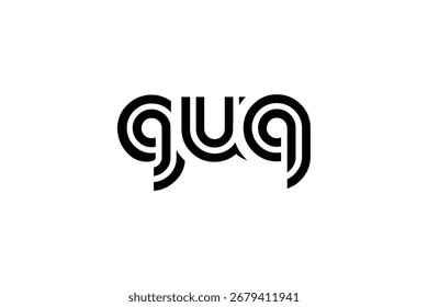 Diseño de logotipo de carta moderno único creativo GUQ. Diseño elegante del logotipo del monograma con los Elementos decorativos y la tipografía