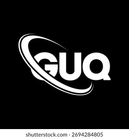 Logo do GUQ. Carta GUQ. Design do logotipo da letra GUQ. Logotipo inicial GUQ vinculado com círculo e logotipo monograma maiúsculo. GUQ-tipografia para marca de tecnologia, negócios e imóveis.