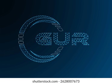 Diseño de Vector de logotipo de letra polivinílica baja GUR. Diseño de logotipo de poliéster inferior GUR. Logotipo de poliéster bajo.