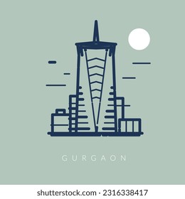 Gurgaon City Icon - Modern Building- Icon Illustration as EPS 10 File 