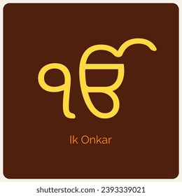 Gurmukhi Ek Onkar symbol, encapsulating the Sikh belief in the oneness of God. This iconic emblem serves as a powerful representation in Sikhism, symbolizing the unity of divine creation. Vector.