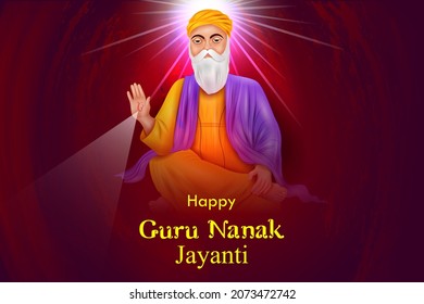 Gurpurab Jayanti Prakash Utsav, celebration of the birth of the first Sikh guru, Guru Nanak in vector