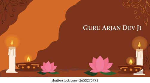Guru Arjan Dev Ji Jayanti Vetor Banner Set - Saudações Espirituais Sikh