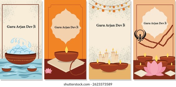 Guru Arjan Dev Vector Story Templates - Sikh Greetings