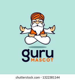 Guru Cartoon Mascot Logo Icon Vector