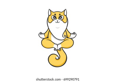 Guru Cat Character Levitation Posing 