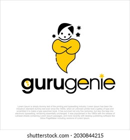 Guru Genie Logo design template. Genie Logo Design. Genie illustration. Abstract vector of a genie for logo