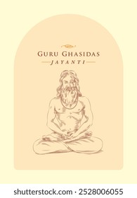 Gurú Ghasidas Jayanti diseño de saludo con Ilustración vectorial. Gurú Ghasidas es un santo satamí y un gran erudito de Chhattisgarh