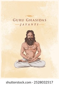 Gurú Ghasidas Jayanti diseño de saludo con Ilustración vectorial. Gurú Ghasidas es un santo satamí y un gran erudito de Chhattisgarh