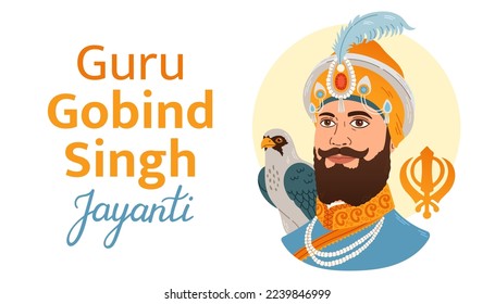 Ilustración vectorial Guru Gobind Singh Jayanti. Festival y celebración sij en Punjab