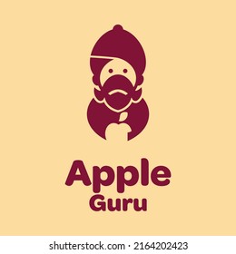 Guru hold apple logo design vector graphic symbol icon illustration creative idea