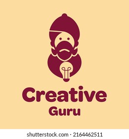 Guru hold bohlam logo design vector graphic symbol icon illustration creative idea