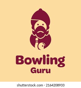 Guru hold Bowling logo diseño vector símbolo gráfico ilustración icono idea creativa