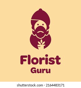 Guru hold florist logo design vector graphic symbol icon illustration creative idea