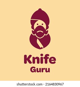 Guru hold knife logo design vector graphic symbol icon illustration creative idea
