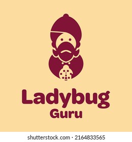 Guru hold ladybug logo design vector graphic symbol icon illustration creative idea
