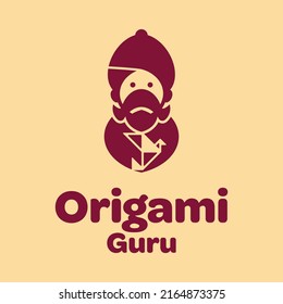 Guru hold origami logo design vector graphic symbol icon illustration creative idea