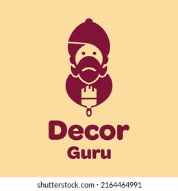 Guru hold paint brush logo design vector graphic symbol icon illustration creative idea