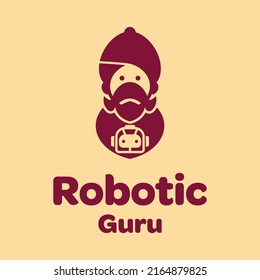 Guru hold robotic logo design vector graphic symbol icon illustration creative idea