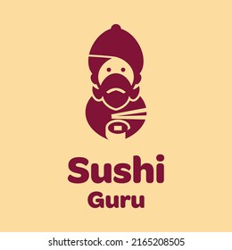Guru hold sushi logo design vector graphic symbol icon illustration creative idea