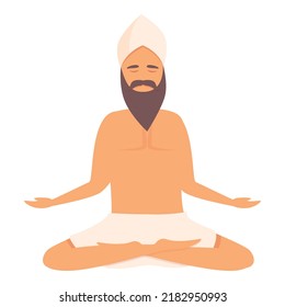Guru icon cartoon vector. Indian man. Calm people