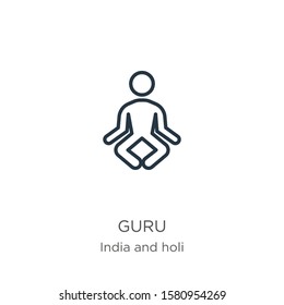Guru icon. Thin linear guru outline icon isolated on white background from india collection. Line vector sign, symbol for web and mobile