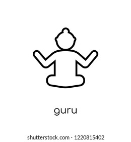 Guru Icon. Trendy Modern Flat Linear Vector Guru Icon On White Background From Thin Line India Collection, Editable Outline Stroke Vector Illustration