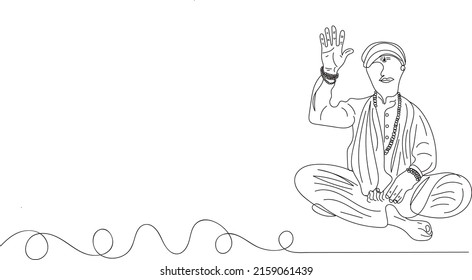 Guru Logo, Indian Pandit ji illustration, Sketch Drawing of Pandit or Guru, Religious saints of india vector silhouette